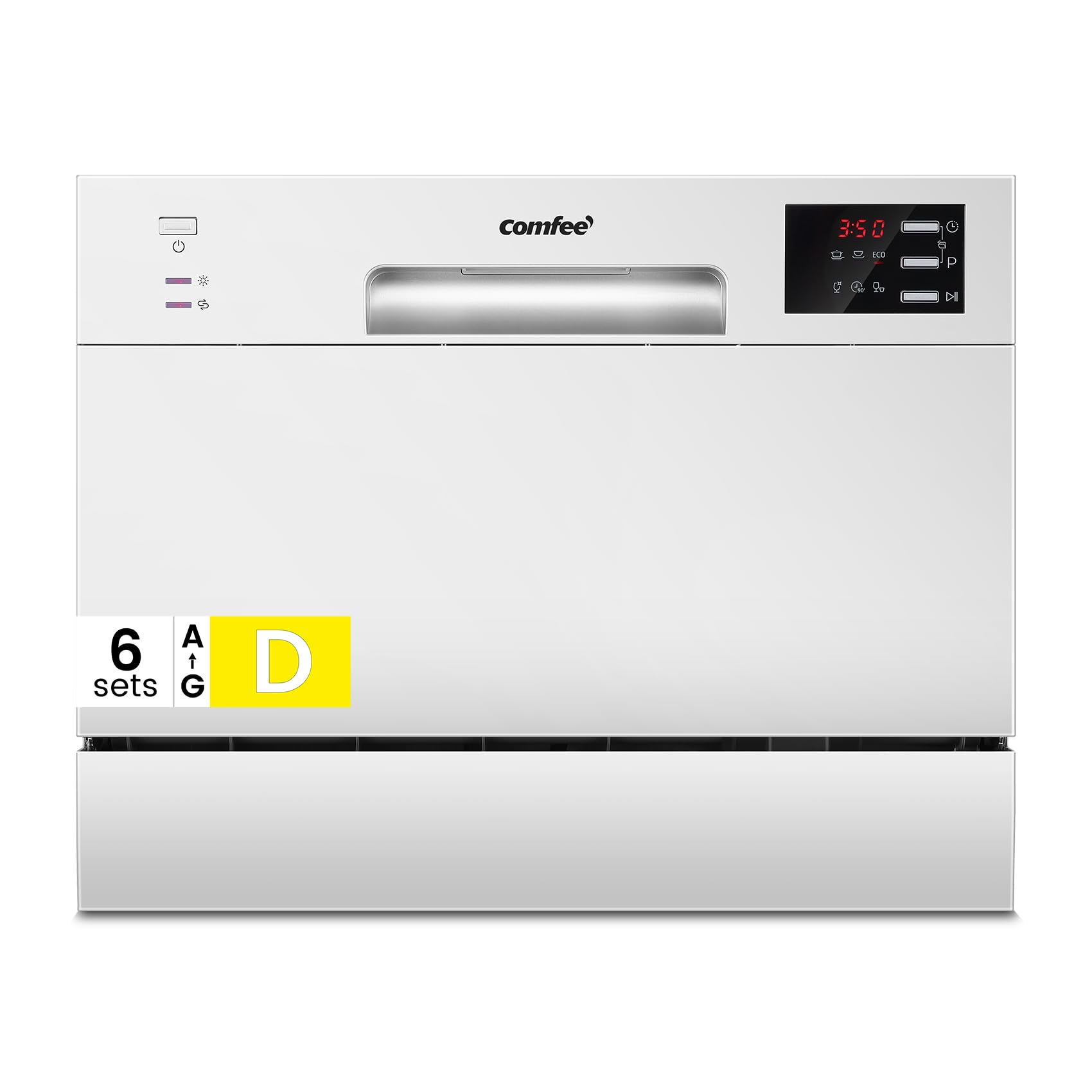 COMFEE' 2026 New Upgraded Table Top Dishwasher with 6 Place Settings, Mini Countertop Dishwasher for Small Families, Couples, Auto Open Dry