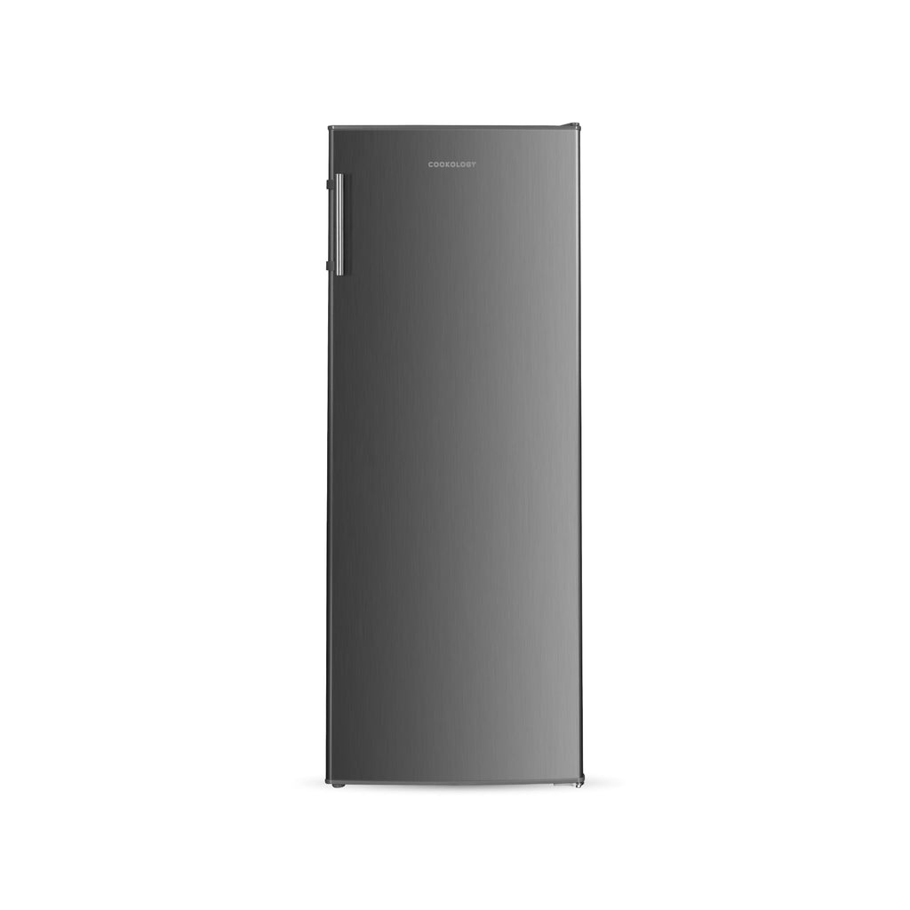 Cookology 240L Tall Freestanding Larder Fridge, 143cm High and 55cm with 5 Adjustable Shelves and Reversible Door - Inox