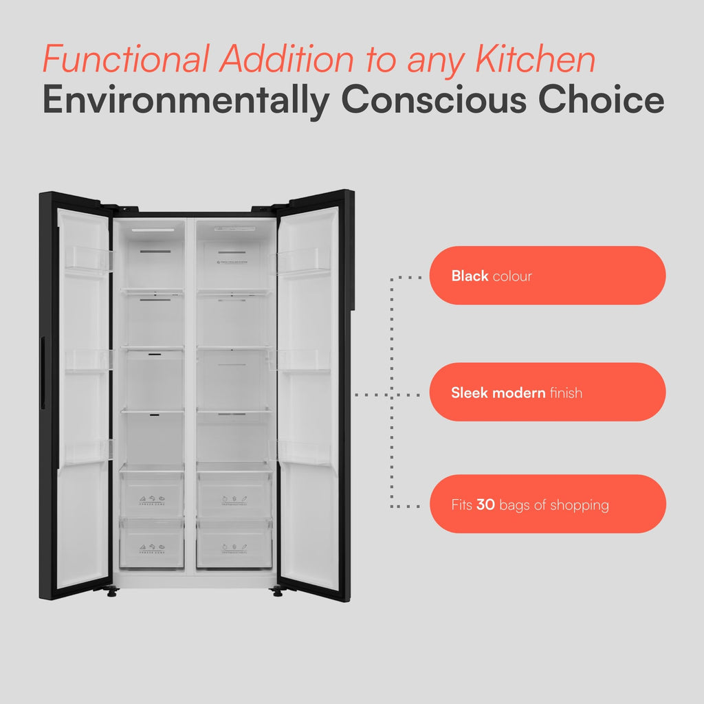 Cookology 460L Freestanding American Side-by-Side Fridge Freezer - 2 Doors - Frost Free - Adjustable Temperature Control