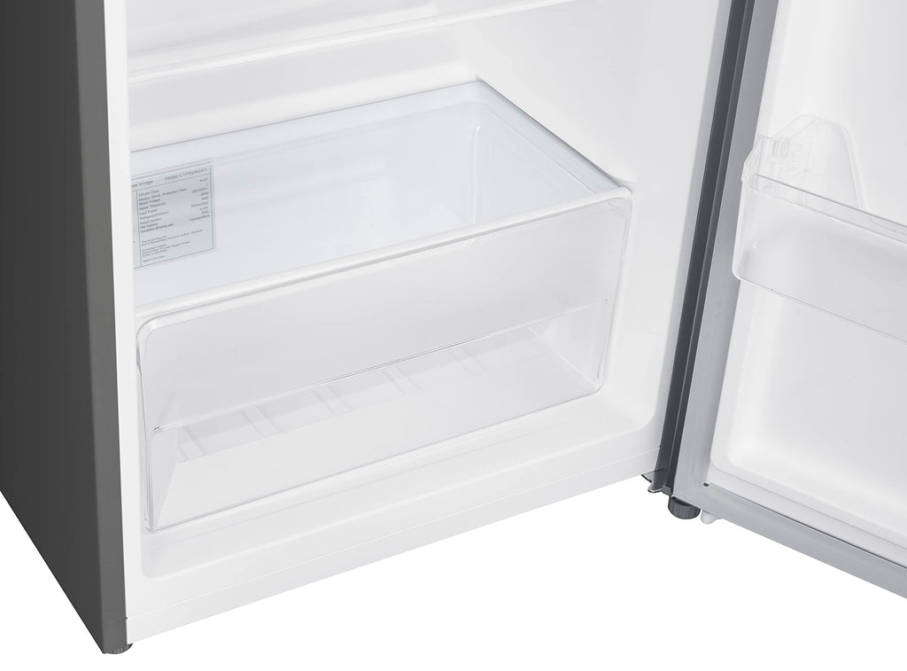 Cookology 240L Tall Freestanding Larder Fridge, 143cm High and 55cm with 5 Adjustable Shelves and Reversible Door - Inox