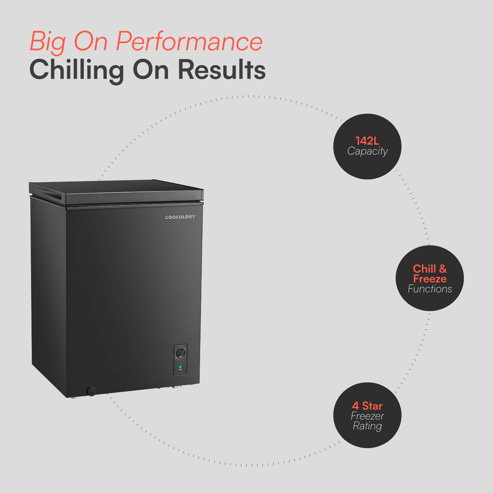 Cookology CCFZ142BK Freestanding Chest Freezer in Black - 142 Litre Capacity - Suitable for Outbuildings & Garages - Freezer and Refrigeration Modes