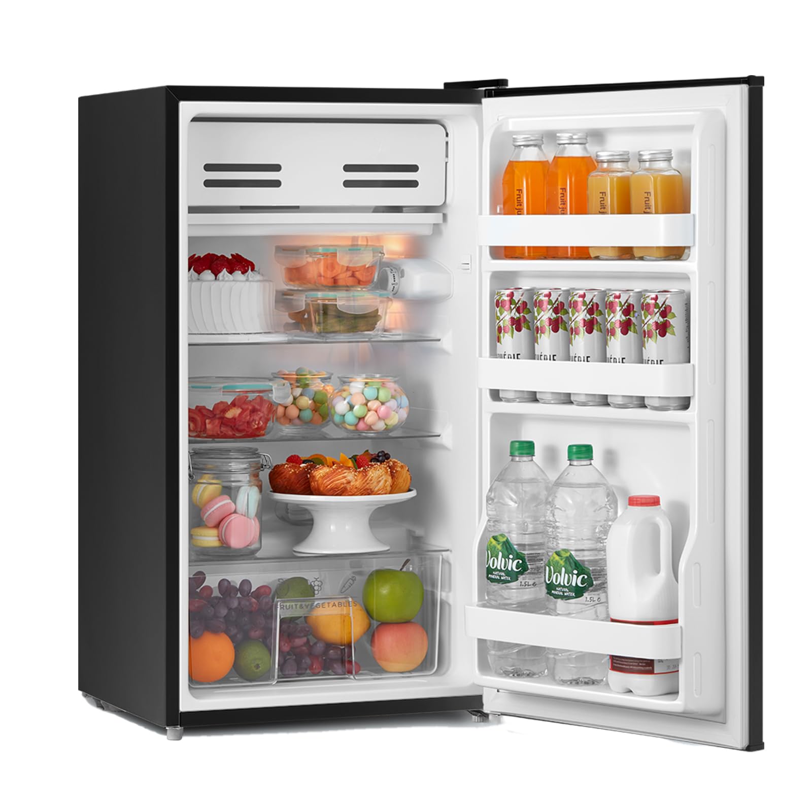 COMFEE' RCD93BL2(E) Under Counter Fridge, 93L Small Fridge with Cooler Box, Interior Light, Removable Glass Shelf