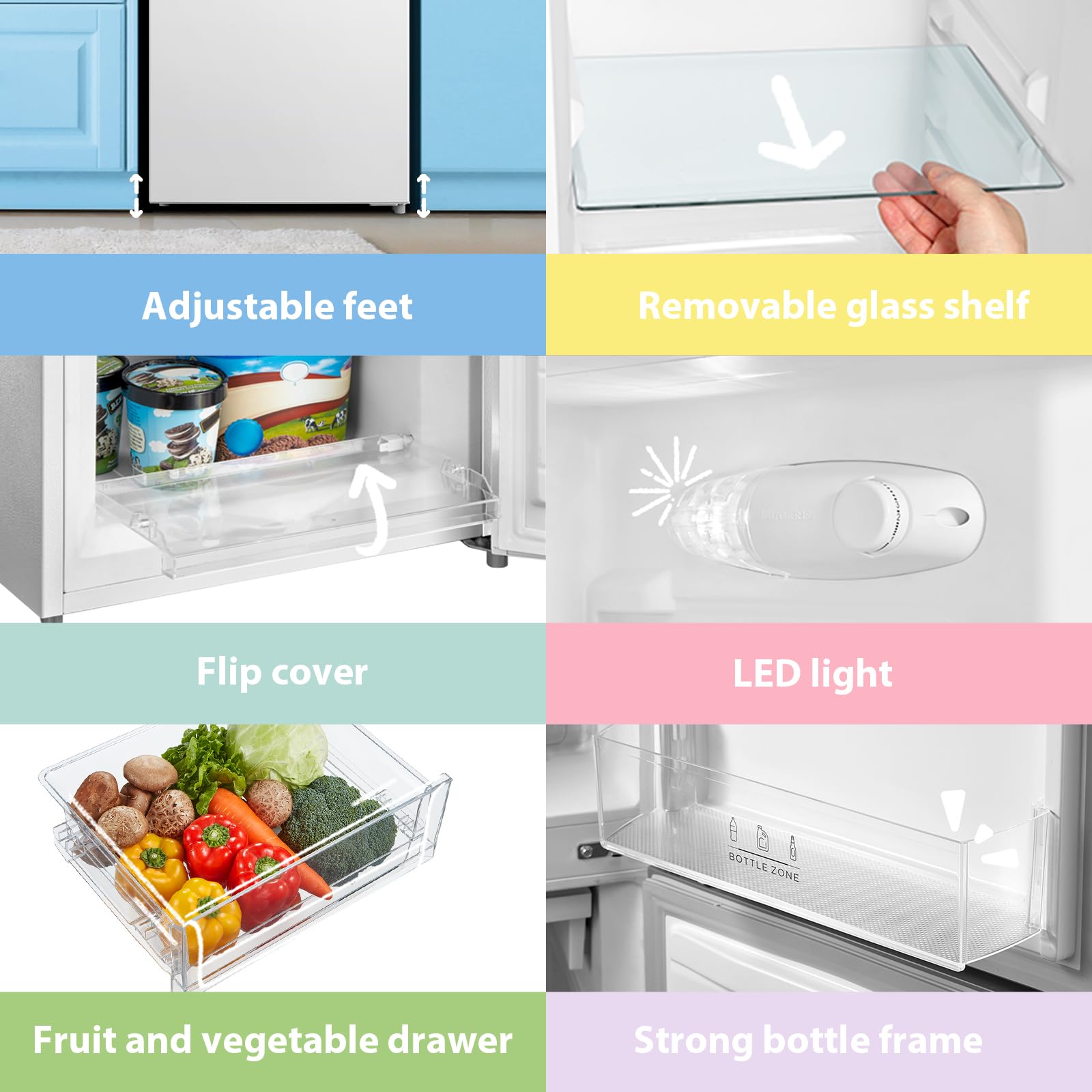 COMFEE' RCB169WH2(E) 174L 70/30 Freestanding Fridge Freezer, 150cm Height, Low Frost, 4-Star Freezer, Quiet 39dB