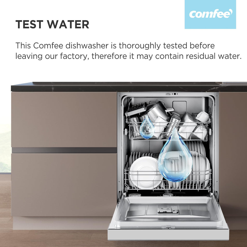 COMFEE' Dishwasher Freestanding with 13 Place Settings, New Upgraded Full Size Dishwasher 60cm Width, CDWPF1301PBD-UK