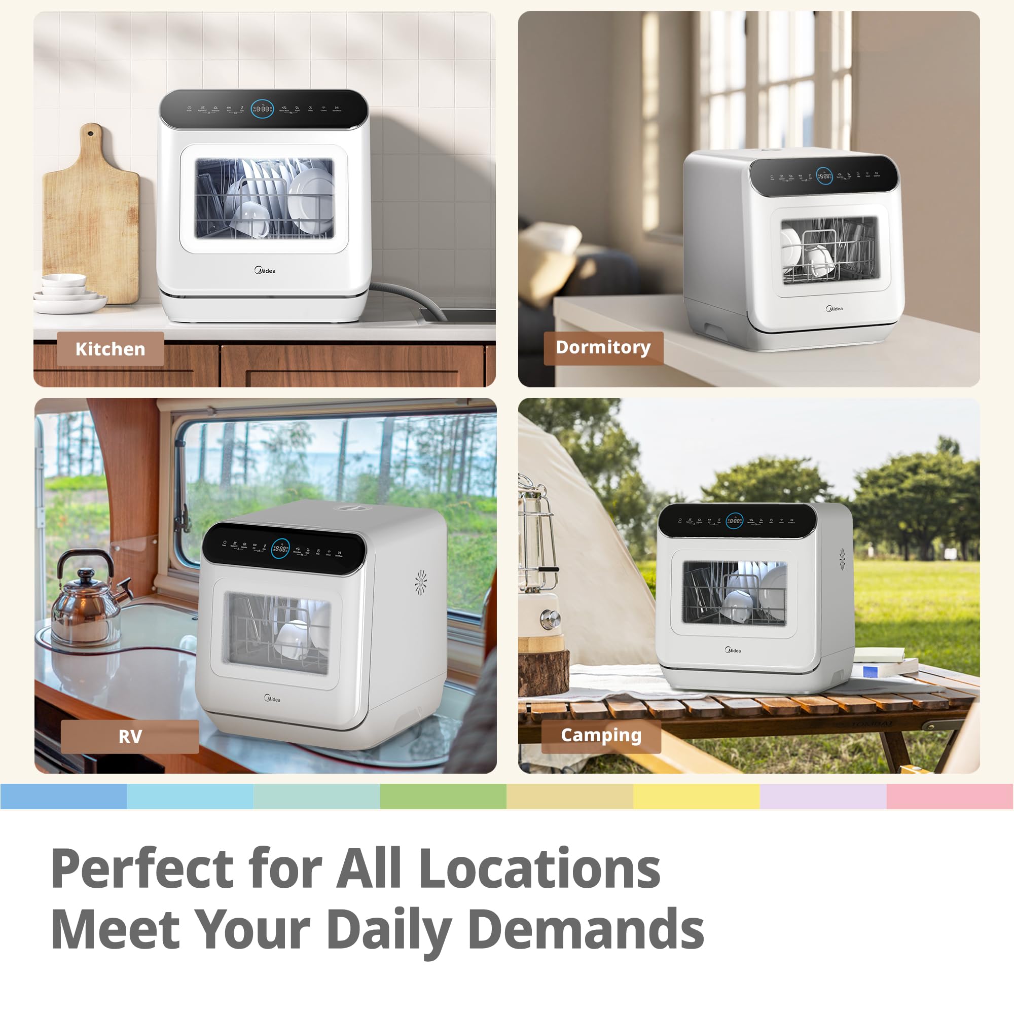 COMFEE' Table Top Dishwasher 7+3 Programs Mini Tabletop Dishwasher No Plumbing, 6L Built-in Water Tank, Hygiene Wash, Auto Door Open Drying