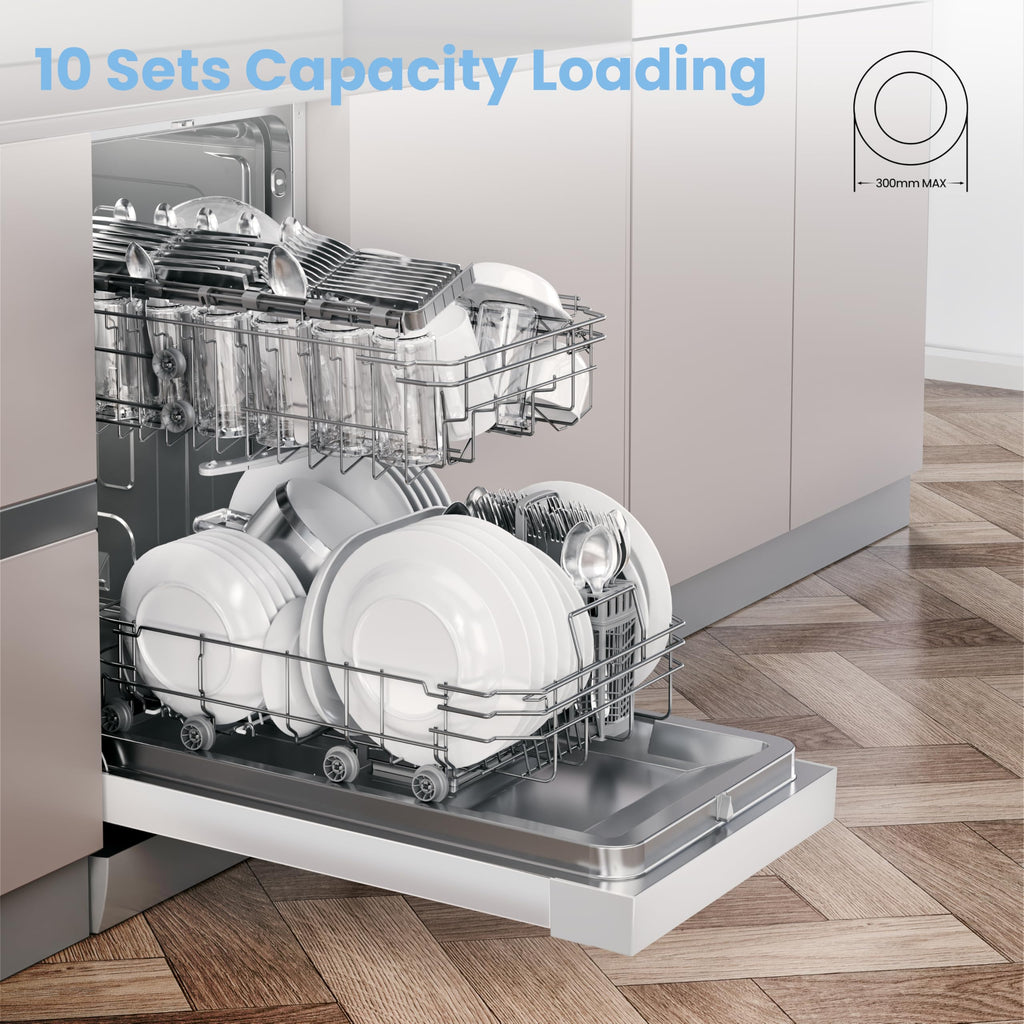 COMFEE' Freestanding Dishwasher CDWEF1034BW-UK 45cm Width, Slimline Dishwasher with 10 place settings, Quick Wash